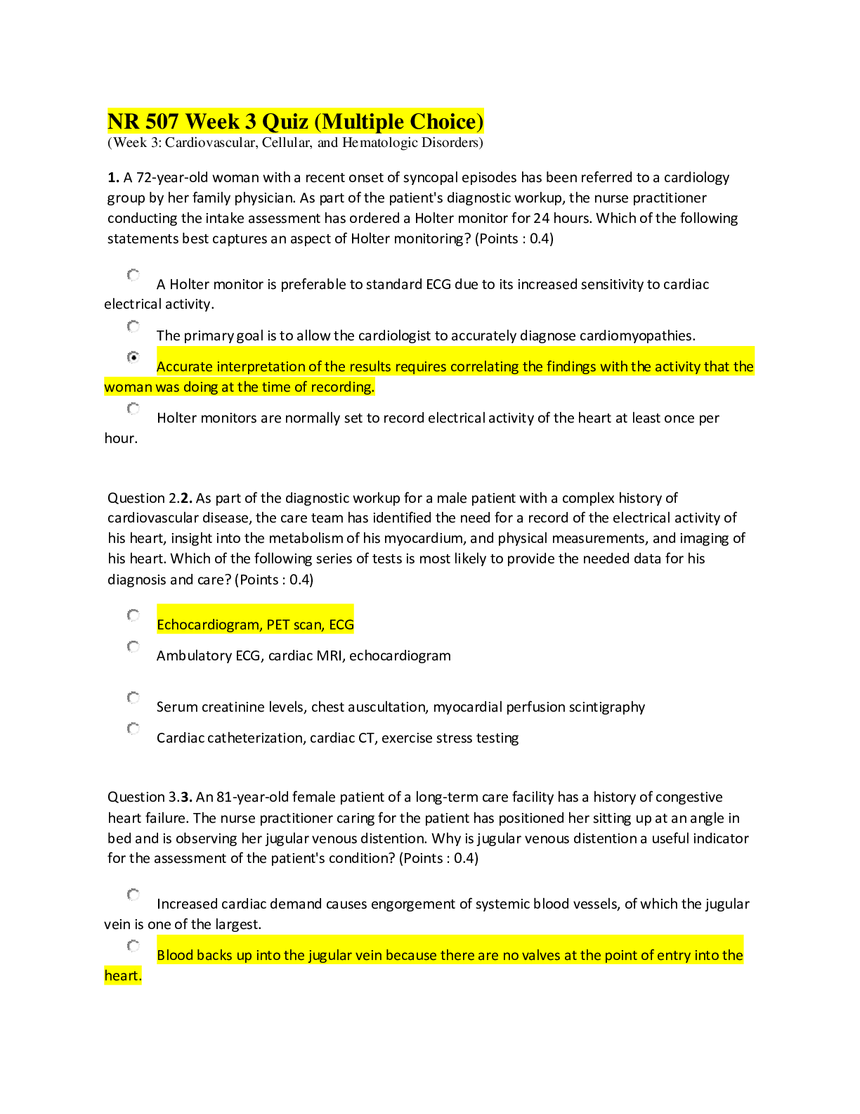 Preview of NR 507 Week 3 Quiz_Chamberlain College of Nursing -Questions and Answers